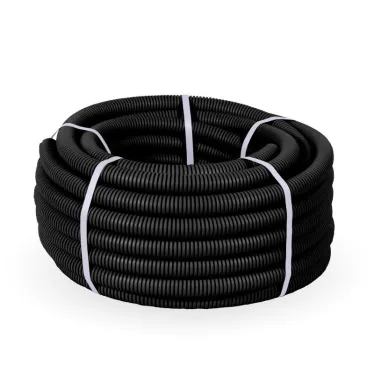 Труба гофрированная ПНД легкая безгалогенная (HF) стойкая к ультрафиолету с зондом д25 (50м/2600м уп/пал)