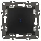 Выключатель с подсветкой, 10АХ-250В, Эра Elegance, антрацит,14-1102-05