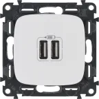 Зарядное устройство Valena ALLURE два USB-разъема 240В/5В 1500мА лицевая панель белое