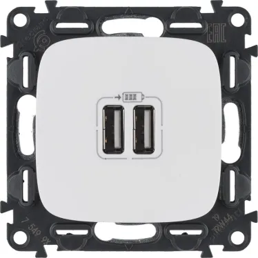 Зарядное устройство Valena ALLURE два USB-разъема 240В/5В 1500мА лицевая панель белое