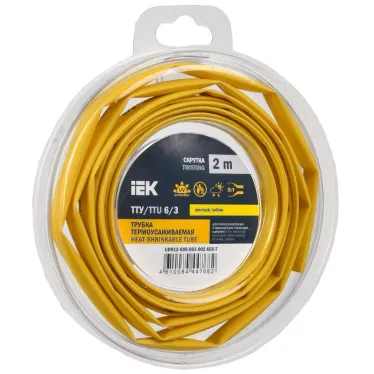 Трубка термоусадочная ТТУ нг-LS 6/3 желтая (2м/упак) IEK