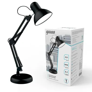 Светильник настольный GTL002 60W 220-240V E27 черный струбцина и основание 1/12 | GT0022 | Gauss