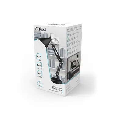 Светильник настольный GTL003 60W 220-240V E27 черный струбцина и основание 1/12 | GT0032 | Gauss
