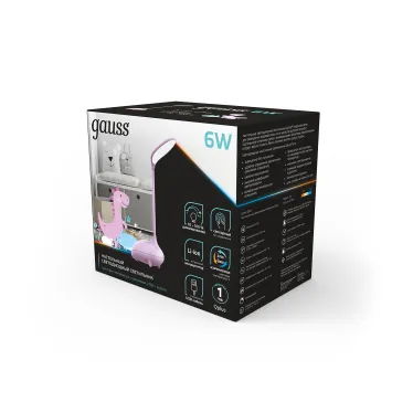 Светильник настольный Qplus GTL701 6W 330lm 2700-6000K 5V Li-ion 1200mA розовый детский диммируемый LED 1/10/30 | GT7014 | Gauss
