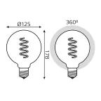 Лампа светодиодная LED Filament Flexible G125-C Sky Blue E27 5W 190lm 1800K 125*178mm 1/10 | 1013802105 | Gauss