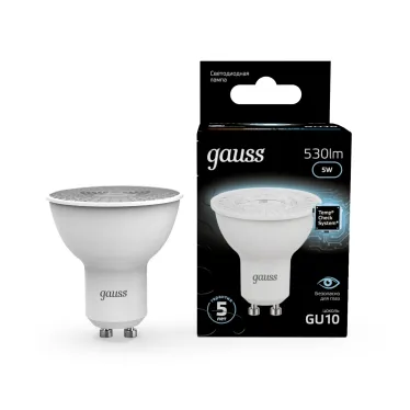 Лампа светодиодная LED 5Вт GU10 220В 4100К MR16 | 101506205 | Gauss