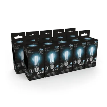 Лампа светодиодная Filament А60 15W 1450lm 4100К Е27 LED 1/10/40 | 102902215 | Gauss