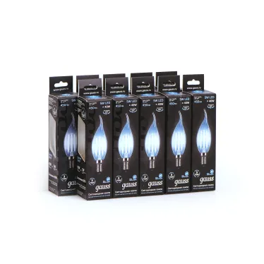 Лампа светодиодная LED 5Вт E14 220В 4100К свеча на ветру | 104801205 | Gauss