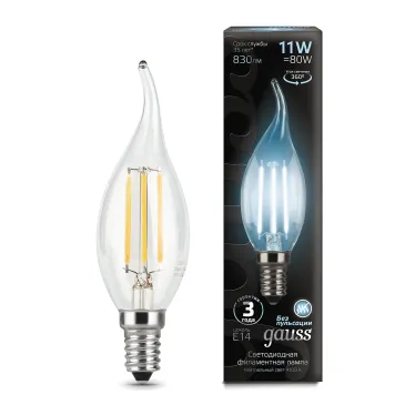 Лампа светодиодная Black LED Filament Свеча на ветру E14 11W 750lm 4100K | 104801211 | Gauss