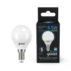 Лампа светодиодная Шар 6.5W 550lm 6500K E14 LED 1/10/100 | 105101307 | Gauss