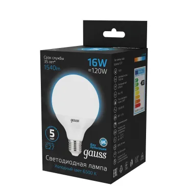 Лампа светодиодная G95 16W 1400lm 6500K E27 LED 1/20 | 105102316 | Gauss
