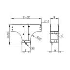 Ответвитель-переходник TDSR Т-образный вертикальный 200/150 в комплекте с крепежными элементами и соединительными пластинами