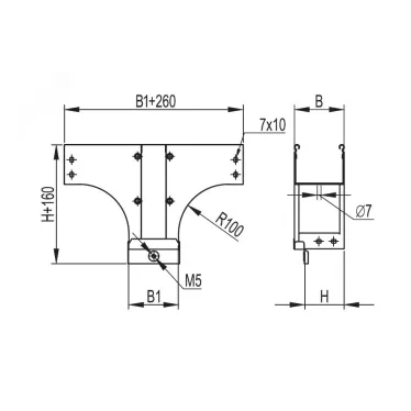 Ответвитель-переходник TDSR Т-образный вертикальный 200/150 в комплекте с крепежными элементами и соединительными пластинами