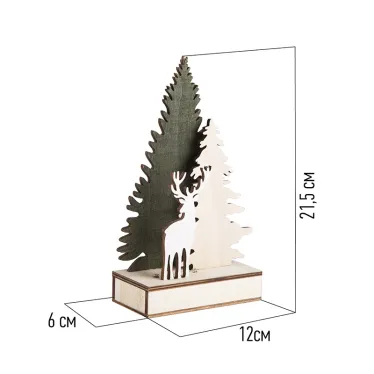 Деревянная фигурка с подсветкой  "Елочка с оленем" 12*6*21,5 см | 504-002 | NEON-NIGHT