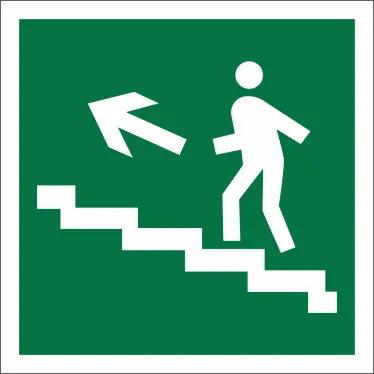 Знак безопасности BL-2020B.E16"Напр. к эвакуац. выходу по лестн. вверх (лев.)" | a21289 | Белый свет