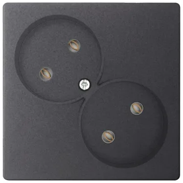Розетка 2х2К без защитных шторок, графит