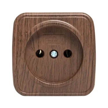 Розетка 1-местная ОП Минск 10А без заземления темное дерево