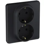 Розетка двойная с заземлением x 2К+З немецкий стандарт 16А 250В~ INSPIRIA антрацит