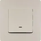 Выключатель одноклавишный, с подсветкой, бежевый, безвинтовые зажимы