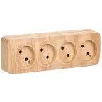 GLORY Розетка четырехместная наружная без заземления сосна