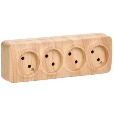 GLORY Розетка четырехместная наружная без заземления сосна