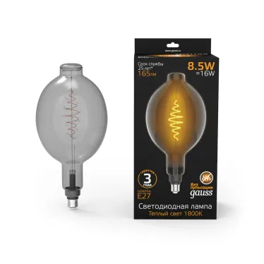 Лампа светодиодная LED Filament BT180 E27 8.5W Gray 165lm 1800K 1/2 | 152802005 | Gauss