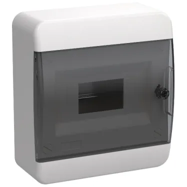 Корпус пластиковый навесной на 8 модулей ЩРН-П-8 IP41 TEKFOR черная прозрачная дверь