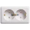 ХИТ открытой установки Розетка двойная с заземлением со шторками, 16А, белый