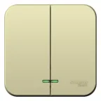 Выключатель BLANCA открытой установки двухклавишный (cх.5) с изолирующей пластиной и подсветкой, 10А, 250B, бежевый