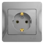 GLOSSA Розетка с заземлением в сборе алюминий