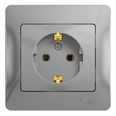 GLOSSA Розетка с заземлением в сборе алюминий