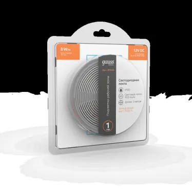 Лента светодиодная LED 5050/60-SMD 8 Вт/м 900 лм/м 3000К DC 12В IP20 10мм (блистер 3м) Basic Gauss