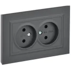 BRITE Розетка 2-местная без заземления без защитных шторок 10А в сборе РС12-2-БрГ графит IEK