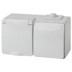 Блок розетка+выкл. гориз. IP65, 16A(10AX)-250В, ОУ, Эра Эксперт, серый, 11-7601-03