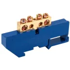 Шина ''N'' нулевая с синим изолятором на DIN-рейку 8x12 мм стойка бол. 4 группы, REXANT