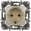 Розетка 2P+E Schuko, 16А-250В, Эра Elegance, шампань, 14-2101-04