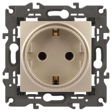 Розетка 2P+E Schuko, 16А-250В, Эра Elegance, шампань, 14-2101-04