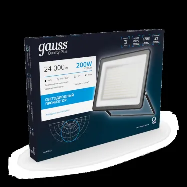 Прожектор светодиодный ДО 200 Вт 24000 лм 6500К AC 220В IP65 290х32х400мм матрированное закаленное стекло Qplus Gauss