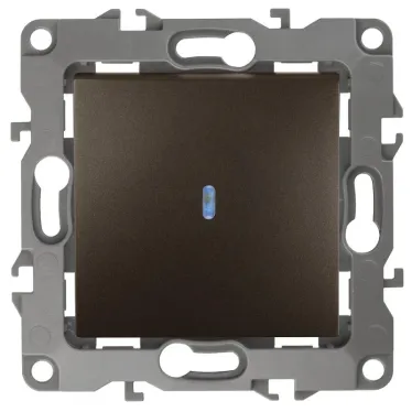 Выключатель с подсветкой, 10АХ-250В, Эра12, бронза,12-1102-13