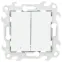 Выключатель двухклавишный с подвсеткой, белый