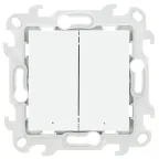 Выключатель двухклавишный с подвсеткой, белый