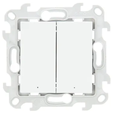 Выключатель двухклавишный с подвсеткой, белый