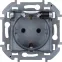Розетка 2К+З IP 44 с откидной крышкой и шторками немецкий стандарт 16 А 250 В~ INSPIRIA алюминий