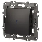 Выключатель с подсветкой, 10АХ-250В, Эра Elegance, антрацит,14-1102-05