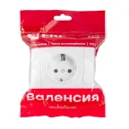Валенсия розетка 1-местная с/з 16А белая с защ. штор.