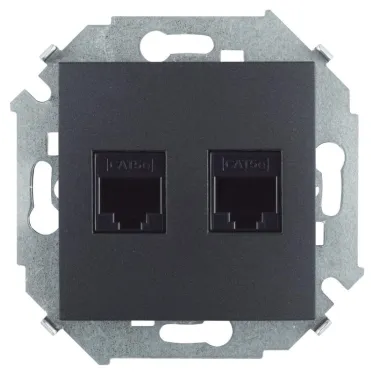 Розетка для передачи данных 2xRJ45 Cat.5e UTP (AMP) цвета графит S15