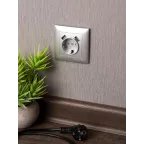 Валенсия лицевая панель розетки 1-местной с/з 16А сталь с защ. штор. с 2 USB 2,1А