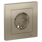 Розетка ATLASDESIGN с заземлением со шторками 16А в сборе шампань