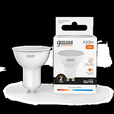 Лампа светодиодная LED 5.5 Вт 430 лм 3000К софит MR16 теплый GU10 AC 220В Elementary Gauss