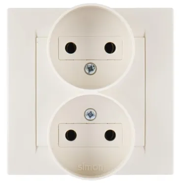 15 Розетка двойная 2Р 16А 250В винтовой зажим слоновая кость